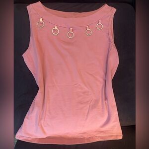 Susan Lawrence Pink Tank Top with Ring Details
